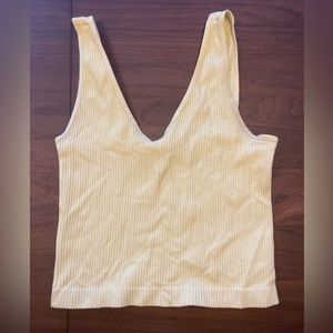 Yellow ribbed crop top